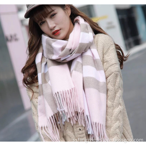 winter warm custom cashmere pashmina check scarf